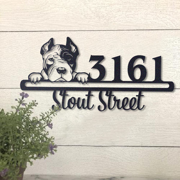 Cute Pit Bull    Address Sign, House Number Sign, Address Plaque, Dog Lovers Gift