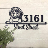 Cute Black Bernese Mountain Dog 2 Address Sign, House Number Sign, Address Plaque, Dog Lovers Gift