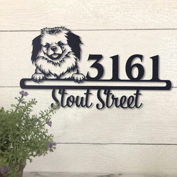 Cute Tibetan Spaniel Address Sign House Number Address Plaque Dog Lovers Gift