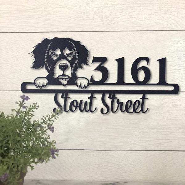 Cute Black Bernese Mountain Dog    Address Sign, House Number Sign, Address Plaque, Dog Lovers Gift
