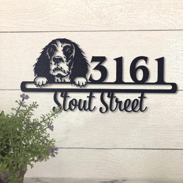 Cute English Springer Spaniel Address Sign House Number Address Plaque Dog Lovers Gift