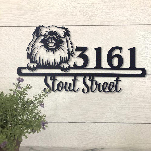 Cute Pekingese    Address Sign, House Number Sign, Address Plaque, Dog Lovers Gift