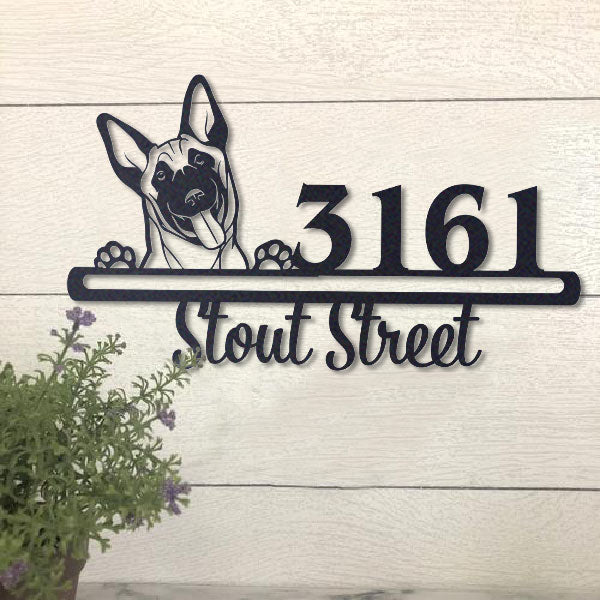 Cute Belgian Shepherd    Address Sign, House Number Sign, Address Plaque, Dog Lovers Gift