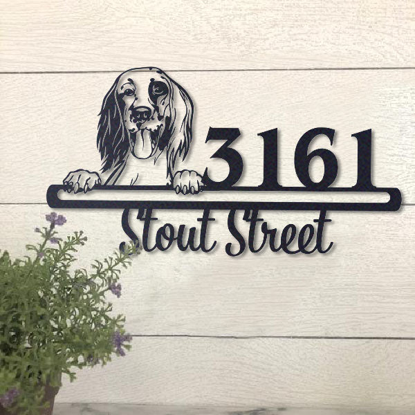 Cute English Setter Address Sign House Number Address Plaque Dog Lovers Gift