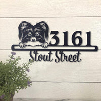 Thumbnail for Cute Papilon    Address Sign, House Number Sign, Address Plaque, Dog Lovers Gift