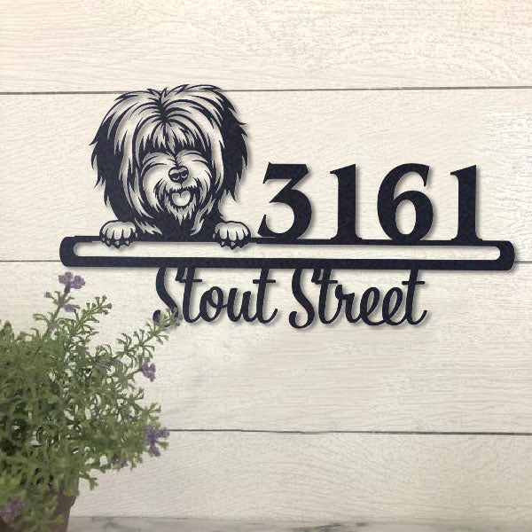 Cute Tibetan Terrier Address Sign House Number Address Plaque Dog Lovers Gift