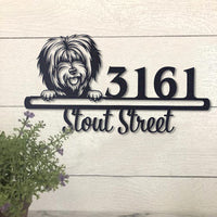 Thumbnail for Cute Tibetan Terrier Address Sign House Number Address Plaque Dog Lovers Gift