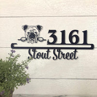Thumbnail for Cute English Bulldog Address Sign House Number Address Plaque Dog Lovers Gift