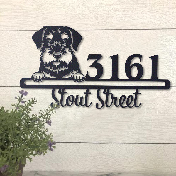 Cute Standard Schnauzer Address Sign House Number Address Plaque Dog Lovers Gift