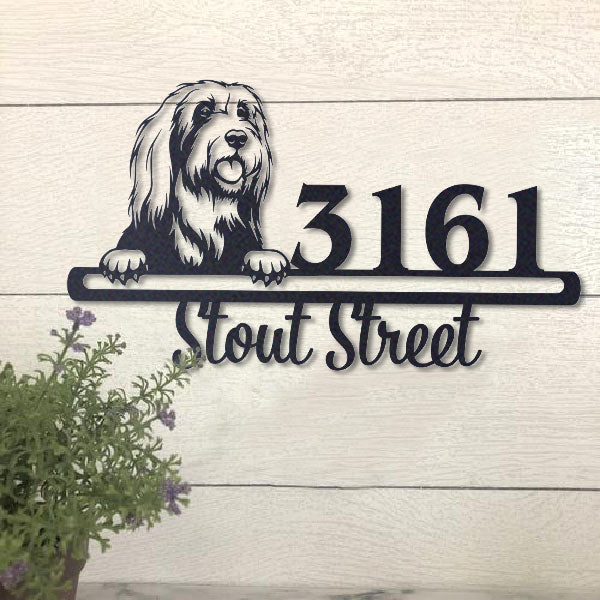 Cute Bearded Collie    Address Sign, House Number Sign, Address Plaque, Dog Lovers Gift