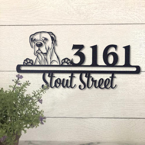 Cute Dogo Argentino Address Sign House Number Address Plaque Dog Lovers Gift