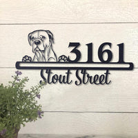 Thumbnail for Cute Dogo Argentino Address Sign House Number Address Plaque Dog Lovers Gift