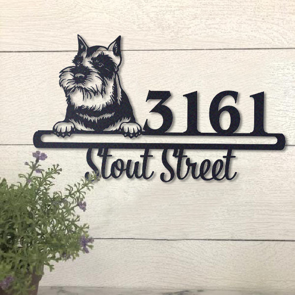 Cute Standard Schnauzer 2 Address Sign House Number Address Plaque Dog Lovers Gift