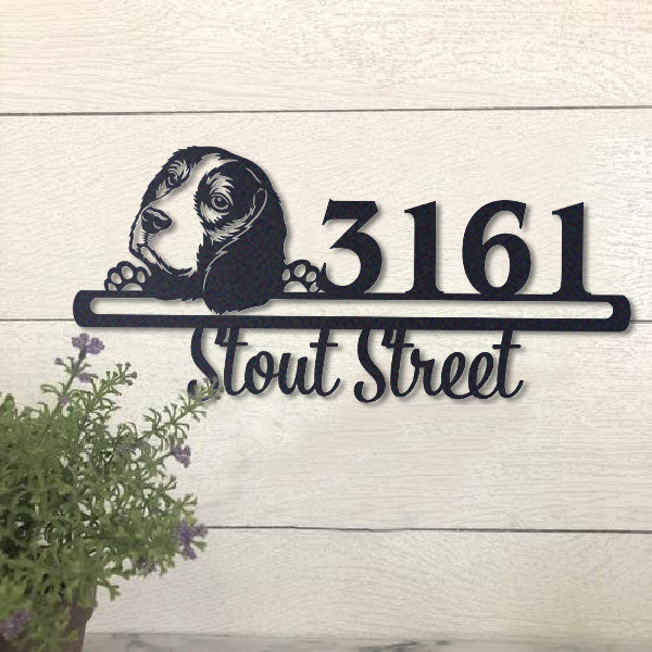 Cute Beagle Address Sign, House Number Sign, Address Plaque, Dog Lovers Gift