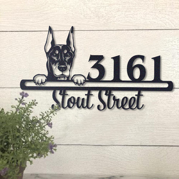 Cute Doberman Pinscher Address Sign House Number Address Plaque Dog Lovers Gift