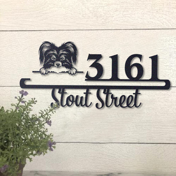 Cute Papilon 1    Address Sign, House Number Sign, Address Plaque, Dog Lovers Gift