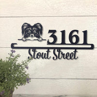 Thumbnail for Cute Papilon 1    Address Sign, House Number Sign, Address Plaque, Dog Lovers Gift