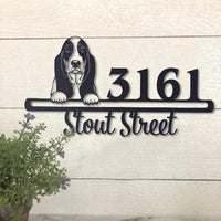 Cute Basset Hound Address Sign, House Number Sign, Address Plaque, Dog Lovers Gift