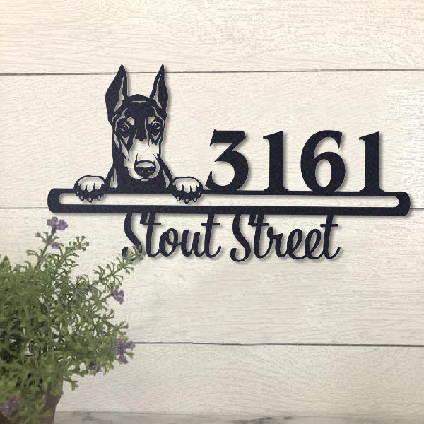 Cute Doberman Address Sign House Number Address Plaque Dog Lovers Gift