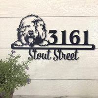 Thumbnail for Cute Old English Sheepdog    Address Sign, House Number Sign, Address Plaque, Dog Lovers Gift