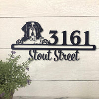 Thumbnail for Cute St. Bernard Address Sign House Number Address Plaque Dog Lovers Gift