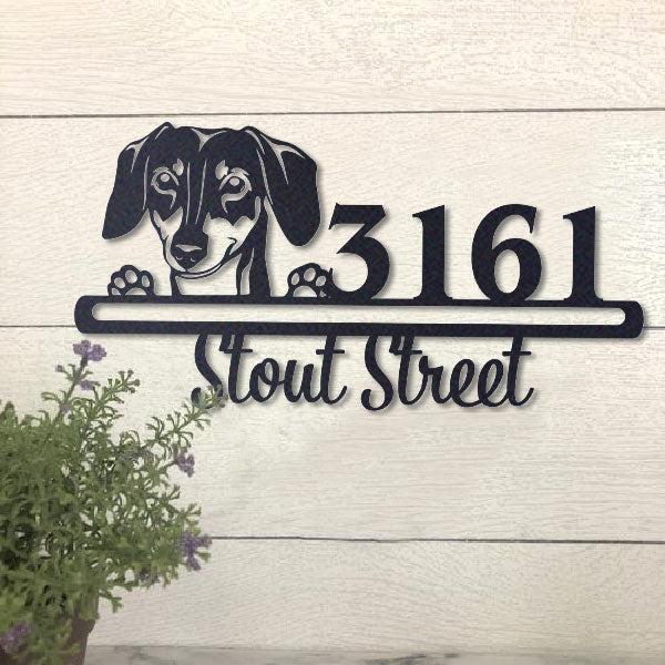 Cute Dachshund Address Sign House Number Address Plaque Dog Lovers Gift