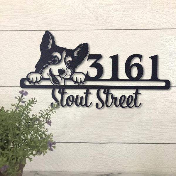 Cute Corgi Address Sign House Number Address Plaque Dog Lovers Gift