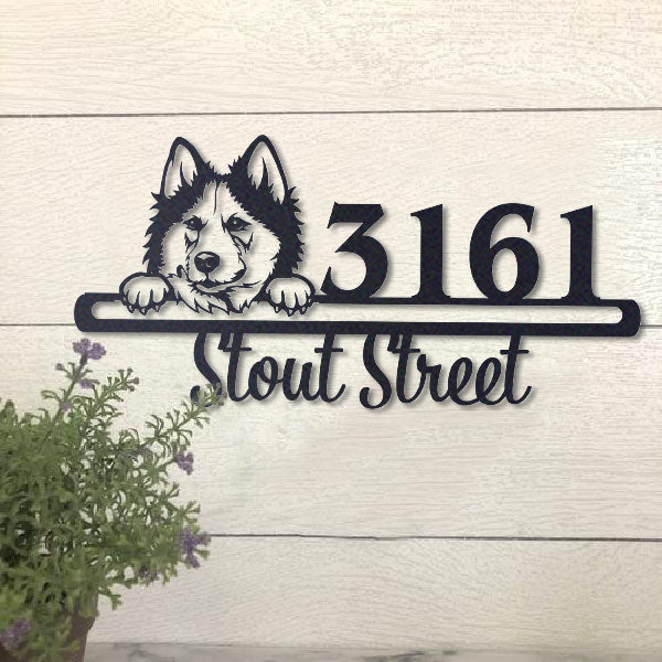Cute Siberian Husky Address Sign House Number Address Plaque Dog Lovers Gift