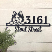 Thumbnail for Cute Siberian Husky Address Sign House Number Address Plaque Dog Lovers Gift