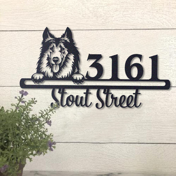 Cute Collie Address Sign House Number Address Plaque Dog Lovers Gift