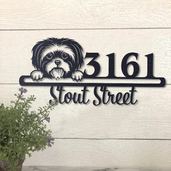 Cute Shih Tzu Address Sign House Number Address Plaque Dog Lovers Gift