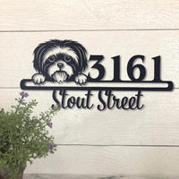 Thumbnail for Cute Shih Tzu Address Sign House Number Address Plaque Dog Lovers Gift