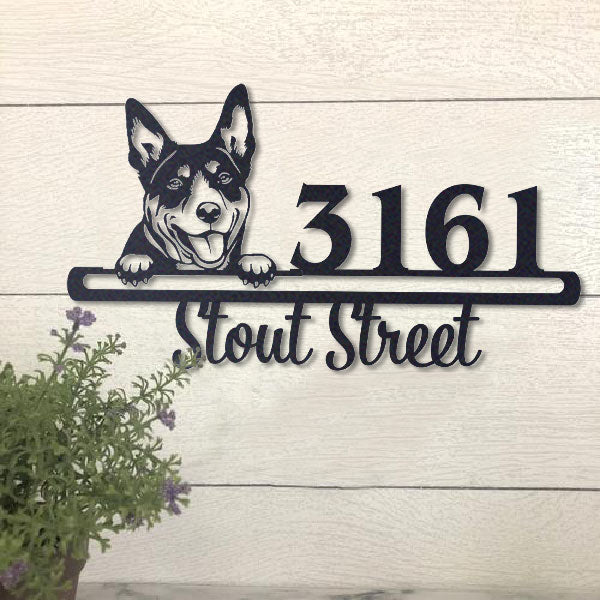 Cute Australian Kelpie    Address Sign, House Number Sign, Address Plaque, Dog Lovers Gift