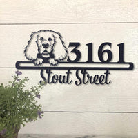 Thumbnail for Cute Cocker Spaniel Address Sign House Number Address Plaque Dog Lovers Gift