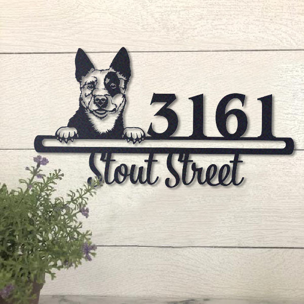 Cute Australian Cattle Dog  Address Sign, House Number Sign, Address Plaque, Dog Lovers Gift