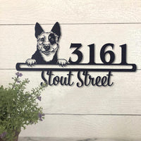 Cute Australian Cattle Dog Address Sign, House Number Sign, Address Plaque, Dog Lovers Gift