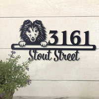 Cute Shetland Sheepdog 2 Address Sign House Number Address Plaque Dog Lovers Gift
