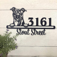 Thumbnail for Cute American Stafford  Address Sign, House Number Sign, Address Plaque, Dog Lovers Gift