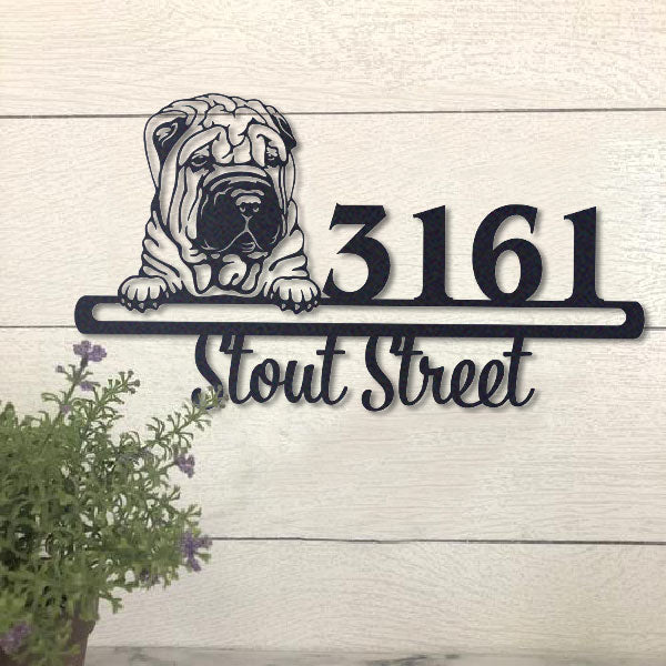 Cute Chinese Shar Pei Address Sign House Number Address Plaque Dog Lovers Gift