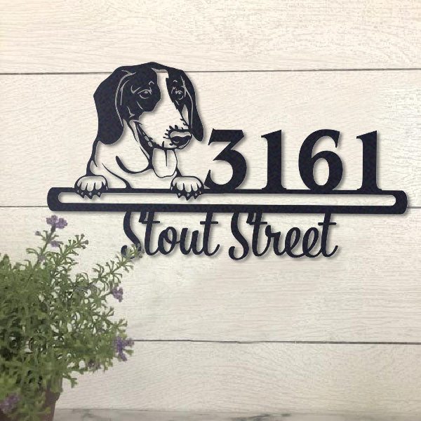 Cute American Foxhound  Address Sign, House Number Sign, Address Plaque, Dog Lovers Gift