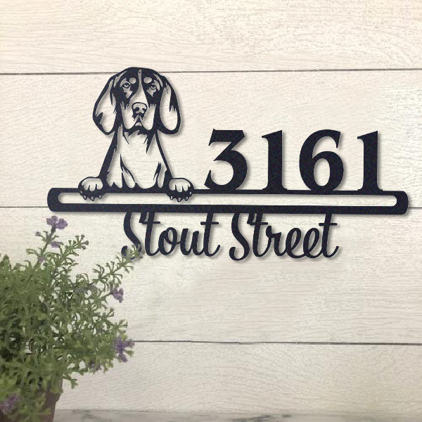 Cute American English Coonhound  Address Sign, House Number Sign, Address Plaque, Dog Lovers Gift