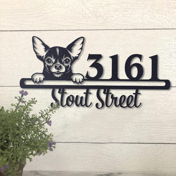 Cute Chihuahua Address Sign House Number Address Plaque Dog Lovers Gift