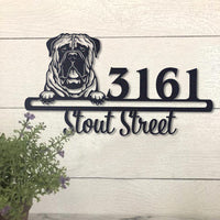 Cute Mastif Address Sign, House Number Sign, Address Plaque, Dog Lovers Gift