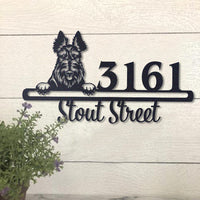 Thumbnail for Cute Scottie Address Sign House Number Address Plaque Dog Lovers Gift