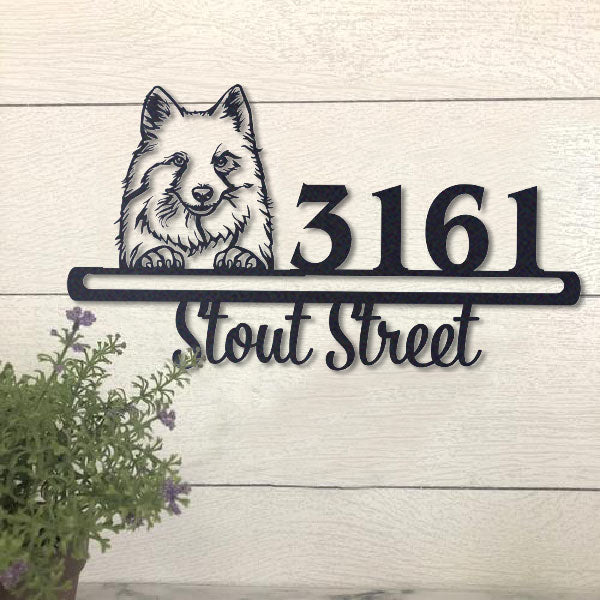 Cute American Eskimo Dog  Address Sign, House Number Sign, Address Plaque, Dog Lovers Gift