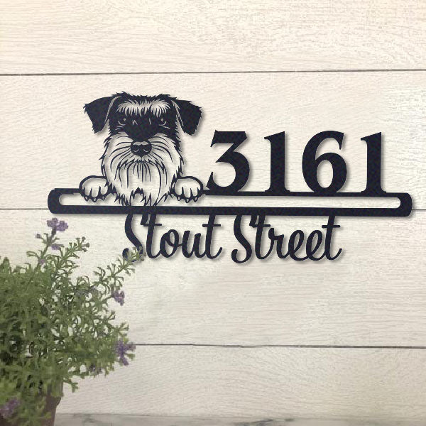 Cute Schnauzer Address Sign House Number Address Plaque Dog Lovers Gift