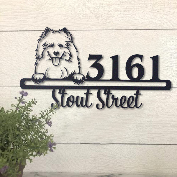 Cute Samoyed Address Sign House Number Address Plaque Dog Lovers Gift
