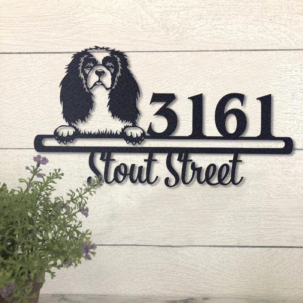 Cute Cavalier    Address Sign, House Number Sign, Address Plaque, Dog Lovers Gift