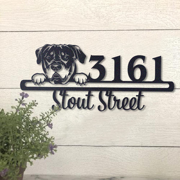 Cute Rottweiler 2 Address Sign House Number Address Plaque Dog Lovers Gift