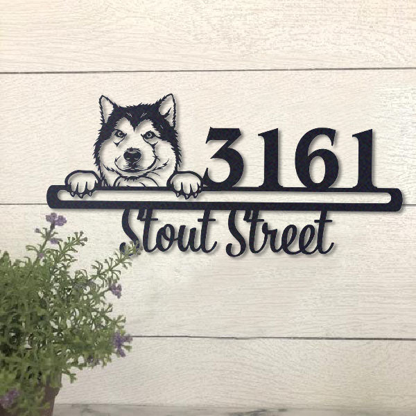 Cute Alaskan Malamute  Address Sign, House Number Sign, Address Plaque, Dog Lovers Gift